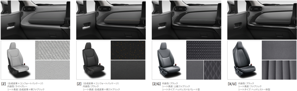 新型アクアの内装（グレード別）